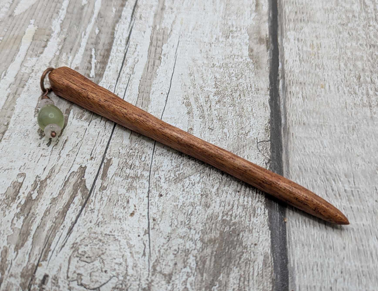 Sepele mahogany wood hair pin with serpentine charm