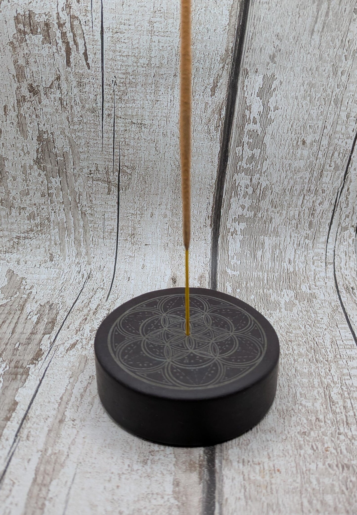 Large welsh slate geometric printed incense holder.