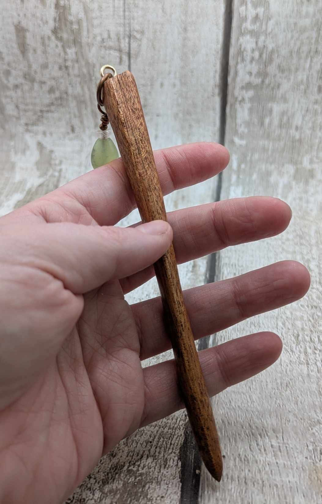 Sepele mahogany wood hair pin with serpentine charm