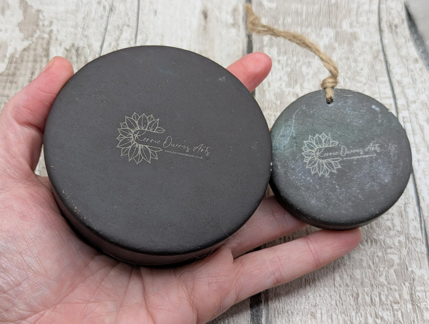 Large welsh slate geometric printed incense holder.