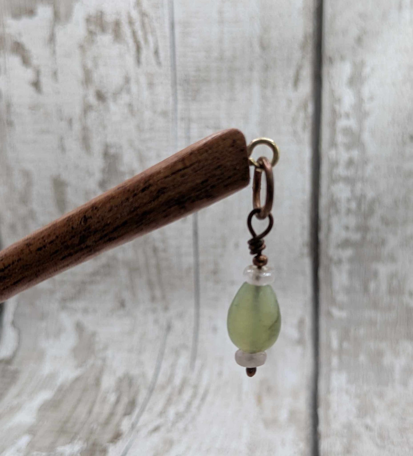 Sepele mahogany wood hair pin with serpentine charm