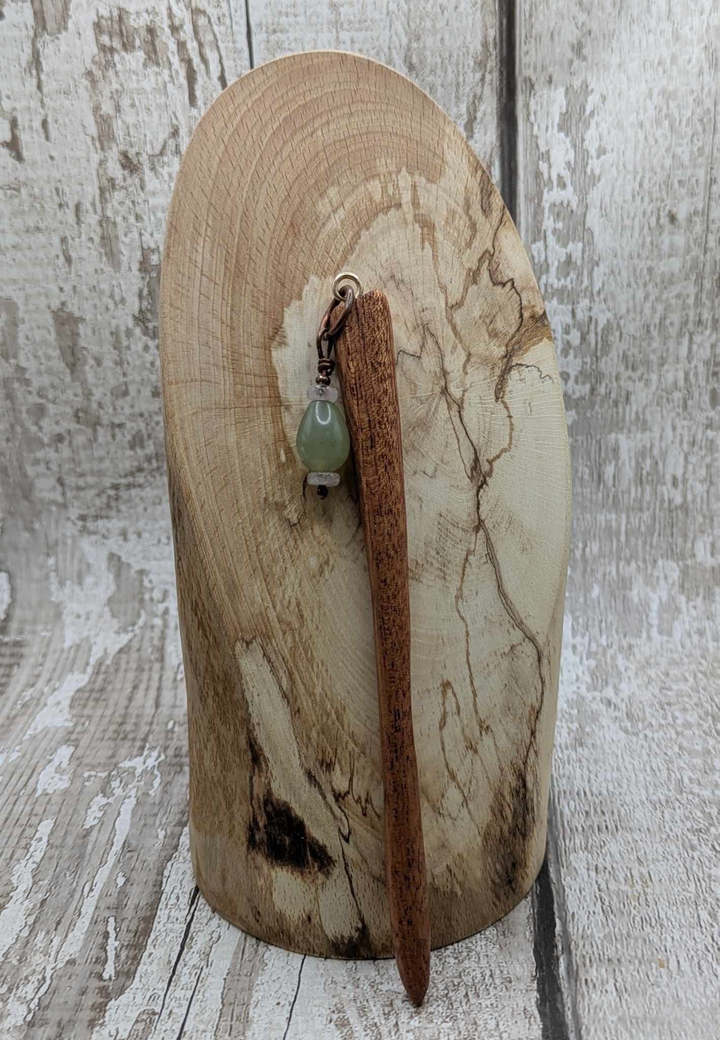 Sepele mahogany wood hair pin with serpentine charm