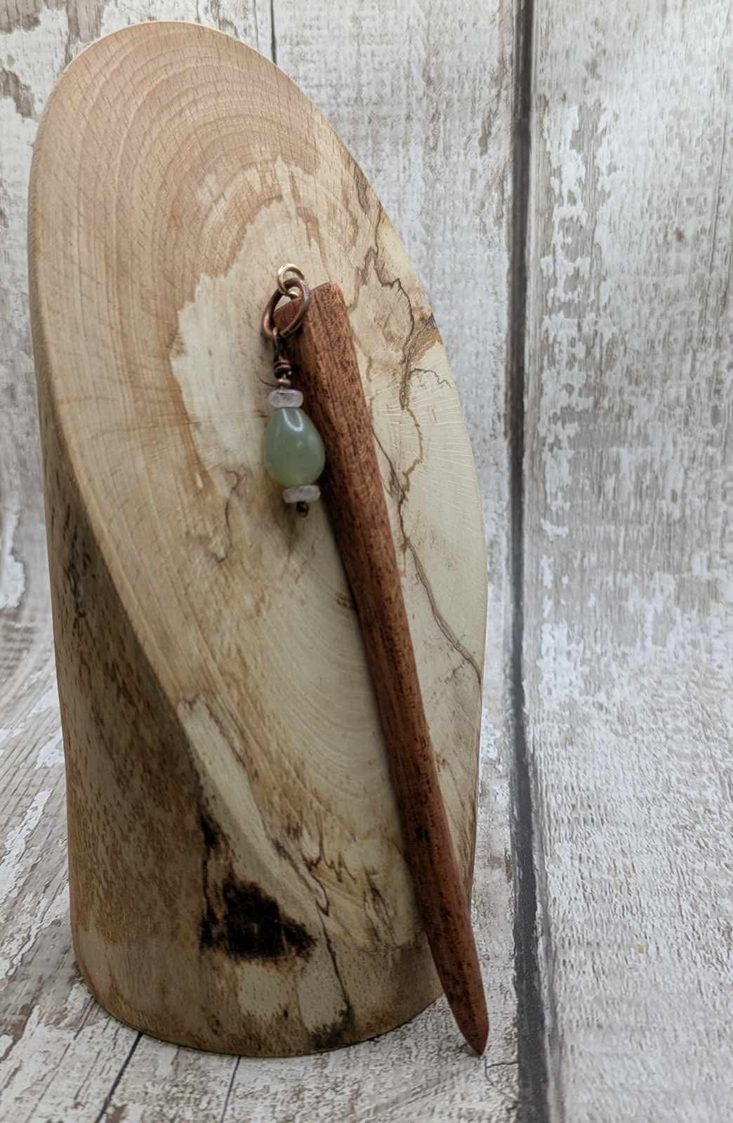 Sepele mahogany wood hair pin with serpentine charm