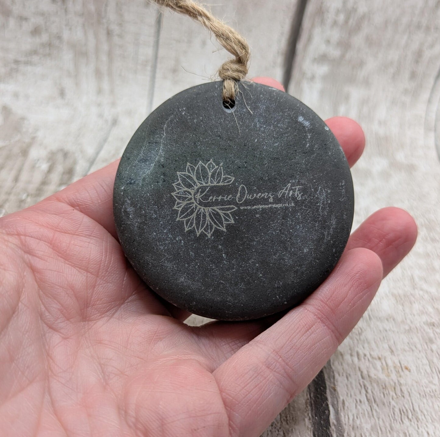 Small travel sized welsh slate geometric printed insence holder.