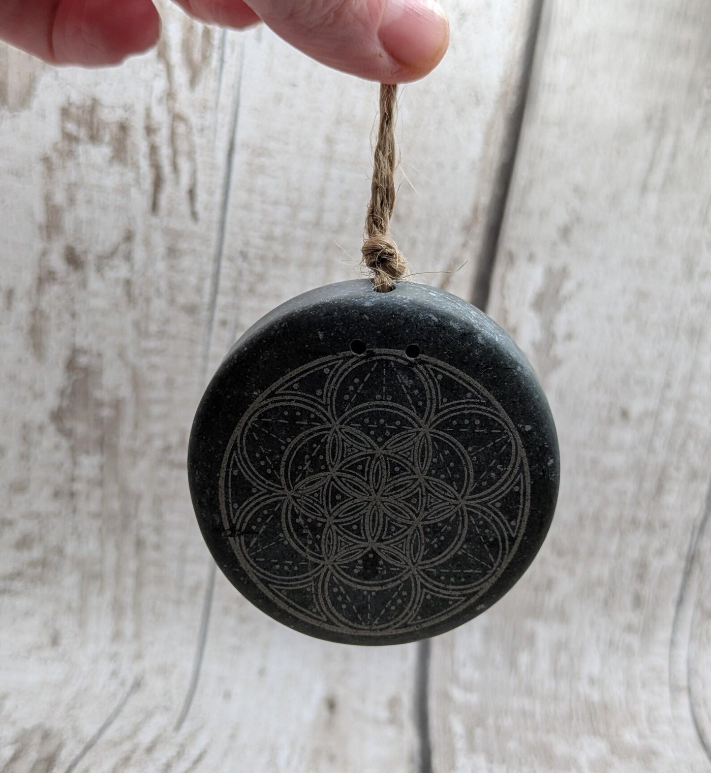 Small travel sized welsh slate geometric printed insence holder.