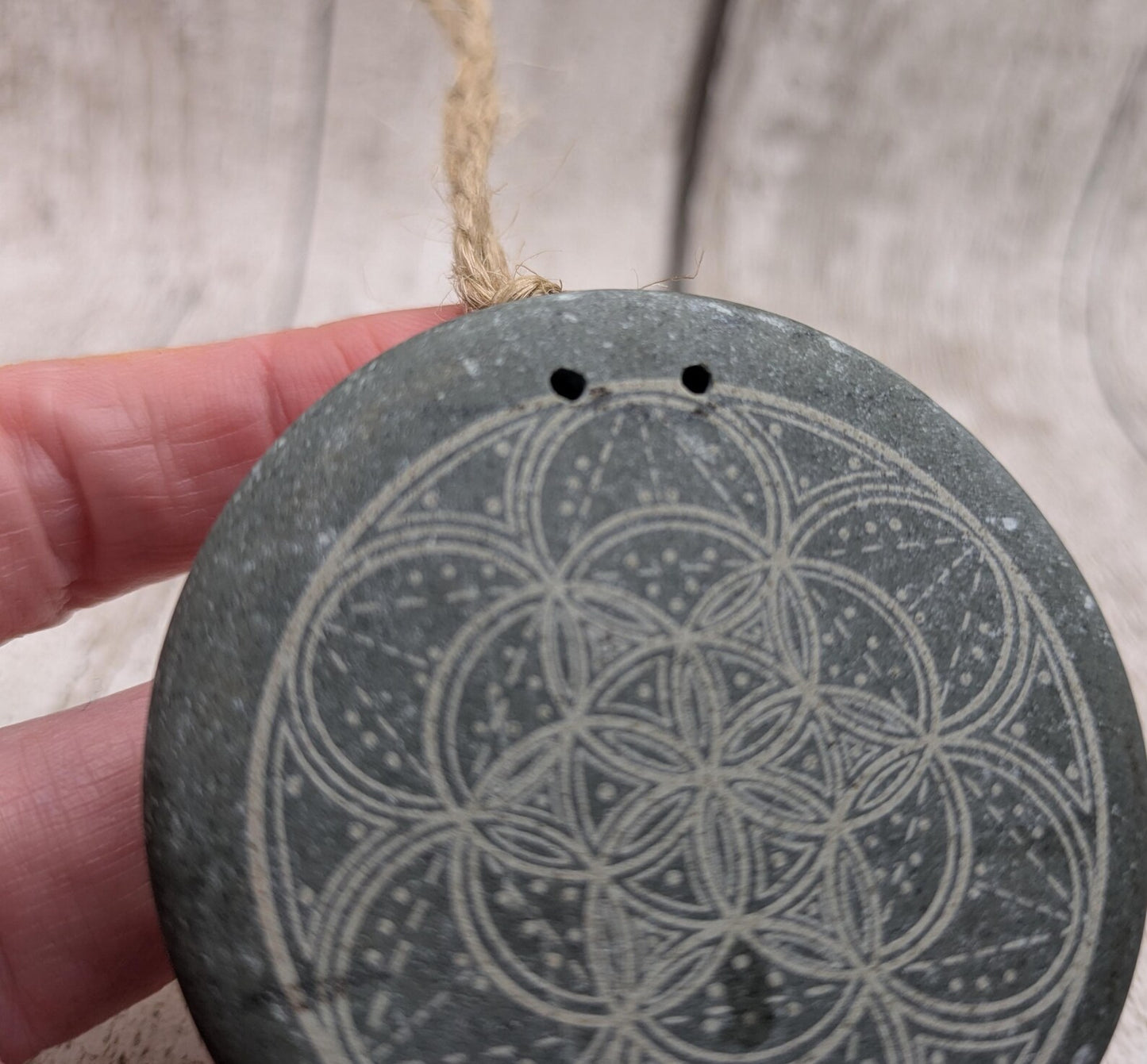 Small travel sized welsh slate geometric printed insence holder.