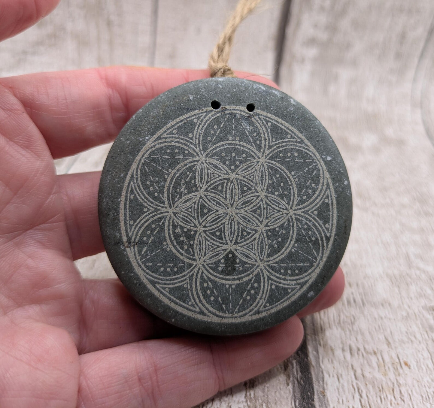 Small travel sized welsh slate geometric printed insence holder.
