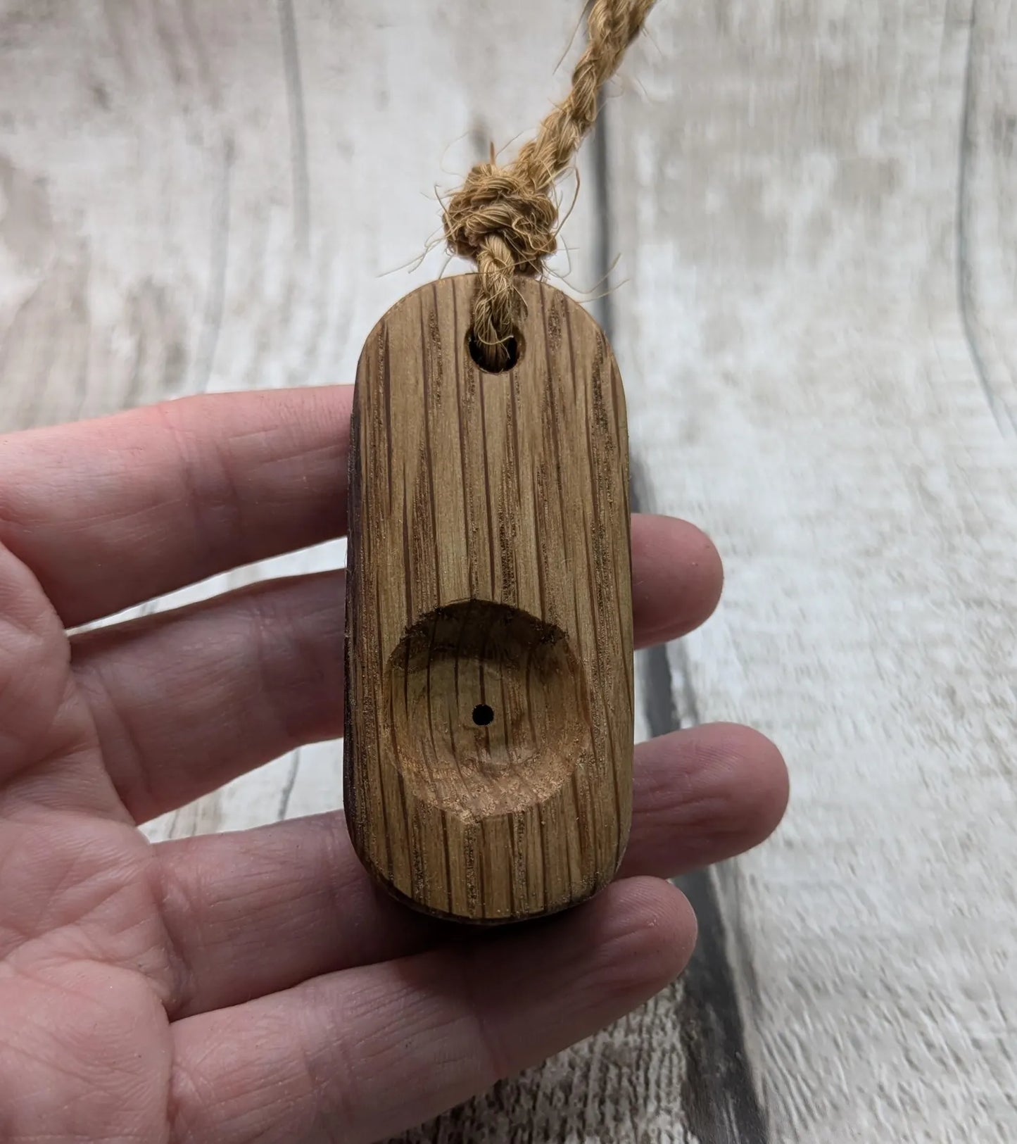whiskey barrel oak wood travel incense holder.