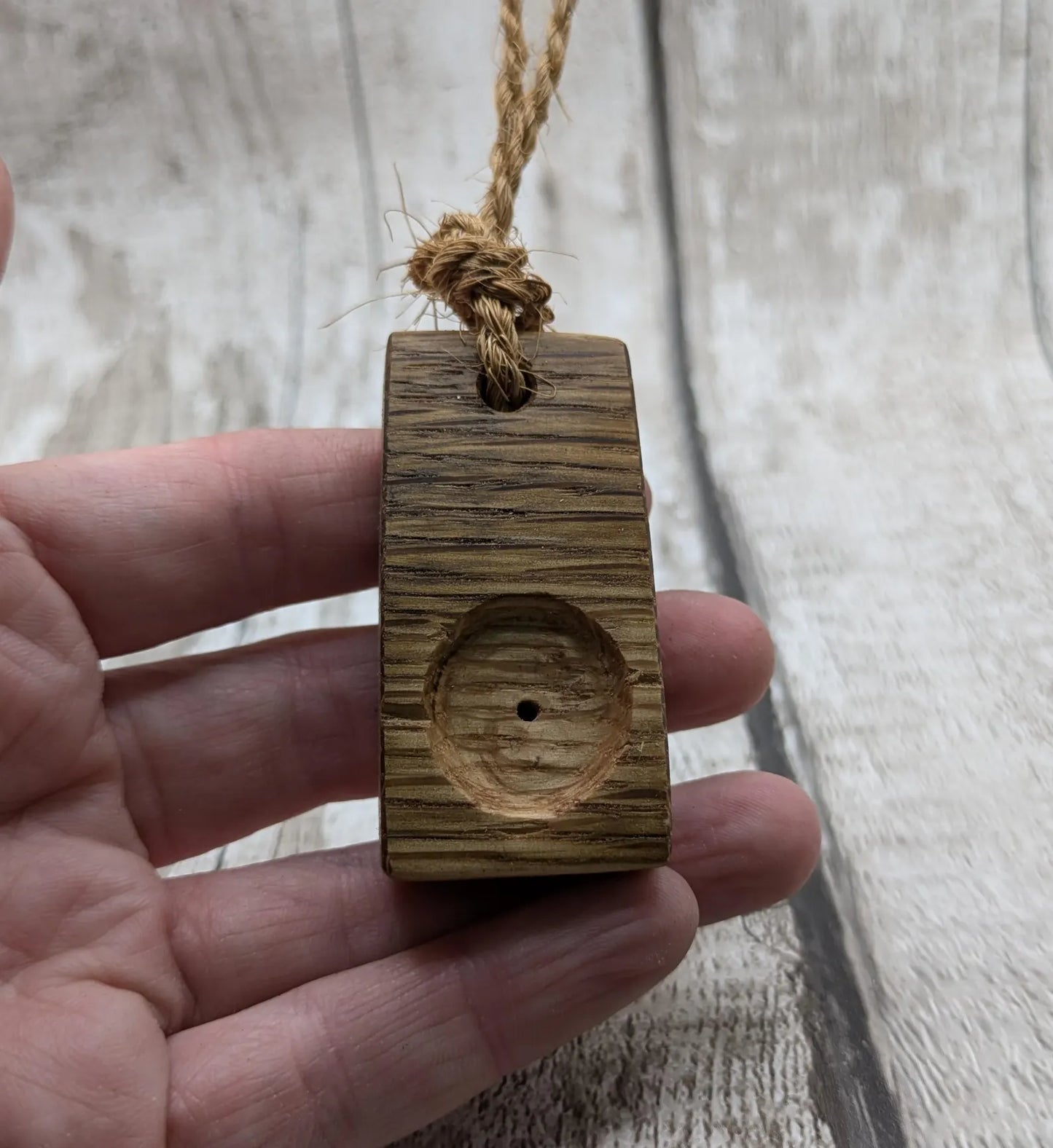 whiskey barrel oak wood travel incense holder.