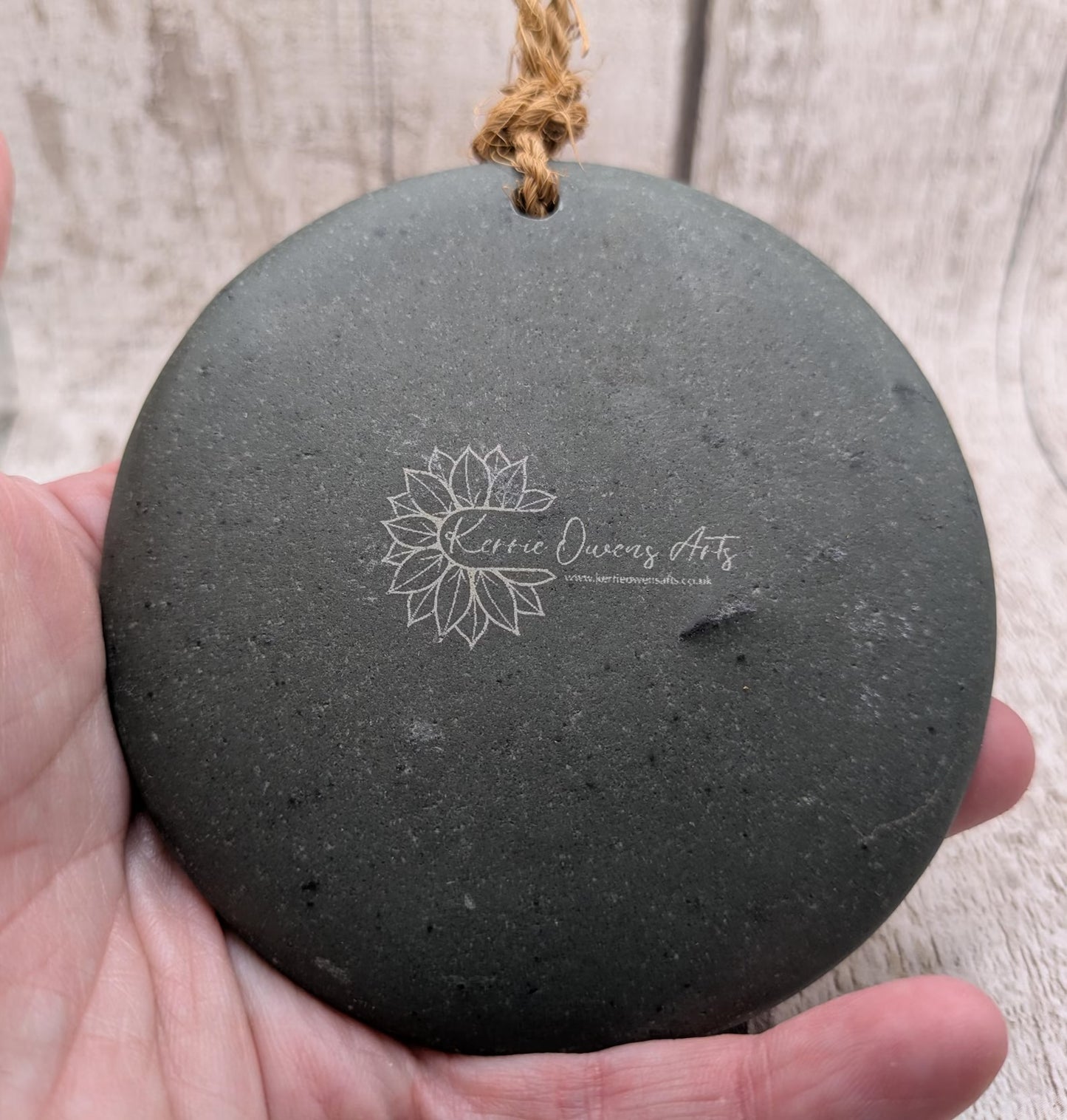 Welsh slate laser printed dowsing board with geometric print and incence holder.