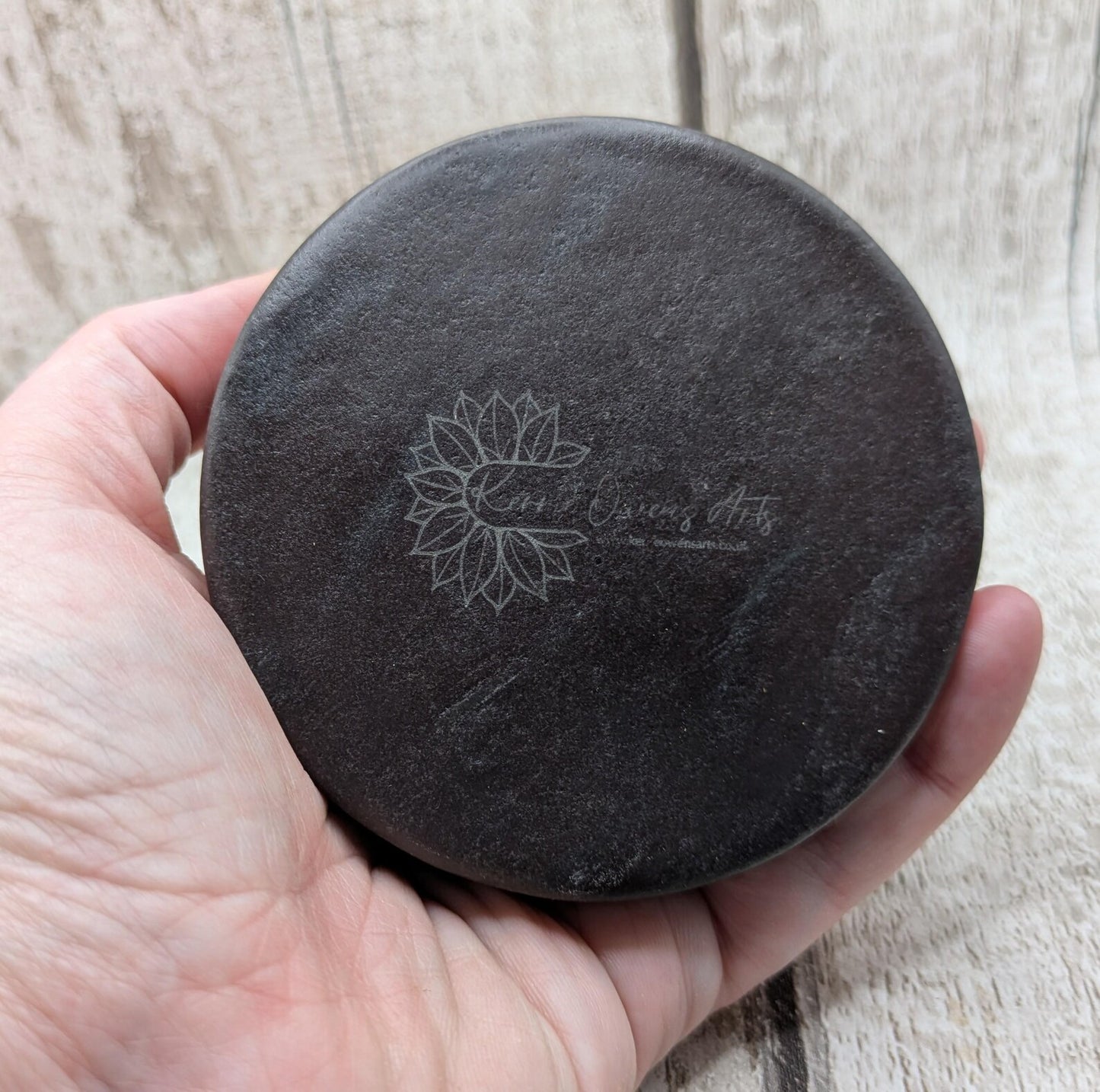 Welsh slate Incense stick holder with geometric laser print.