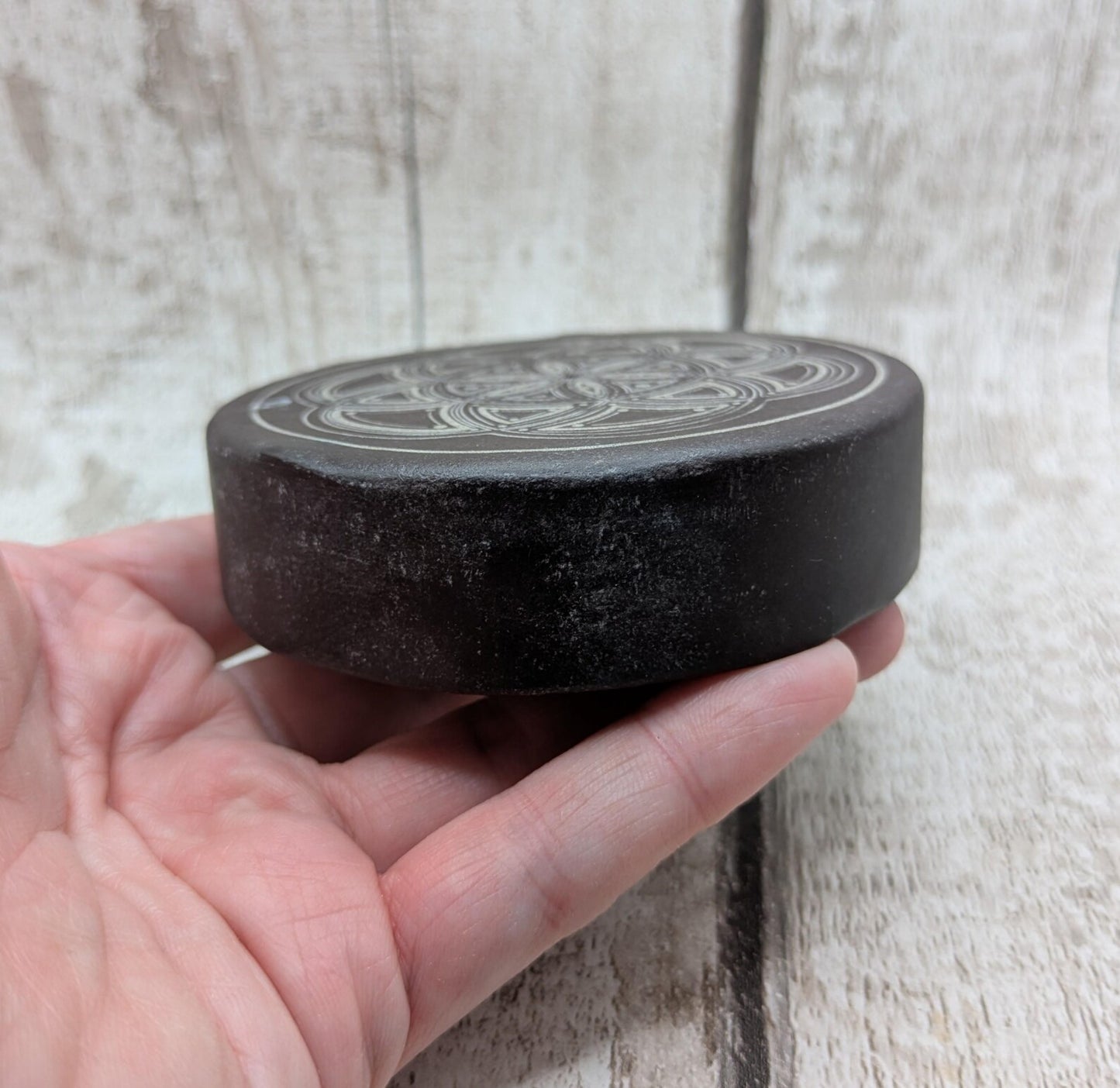 Welsh slate Incense stick holder with geometric laser print.