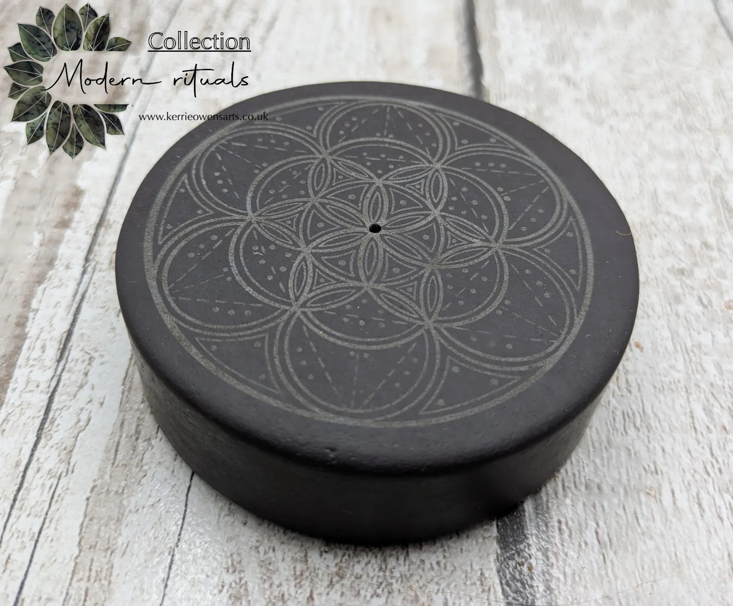 Large welsh slate geometric printed incense holder.