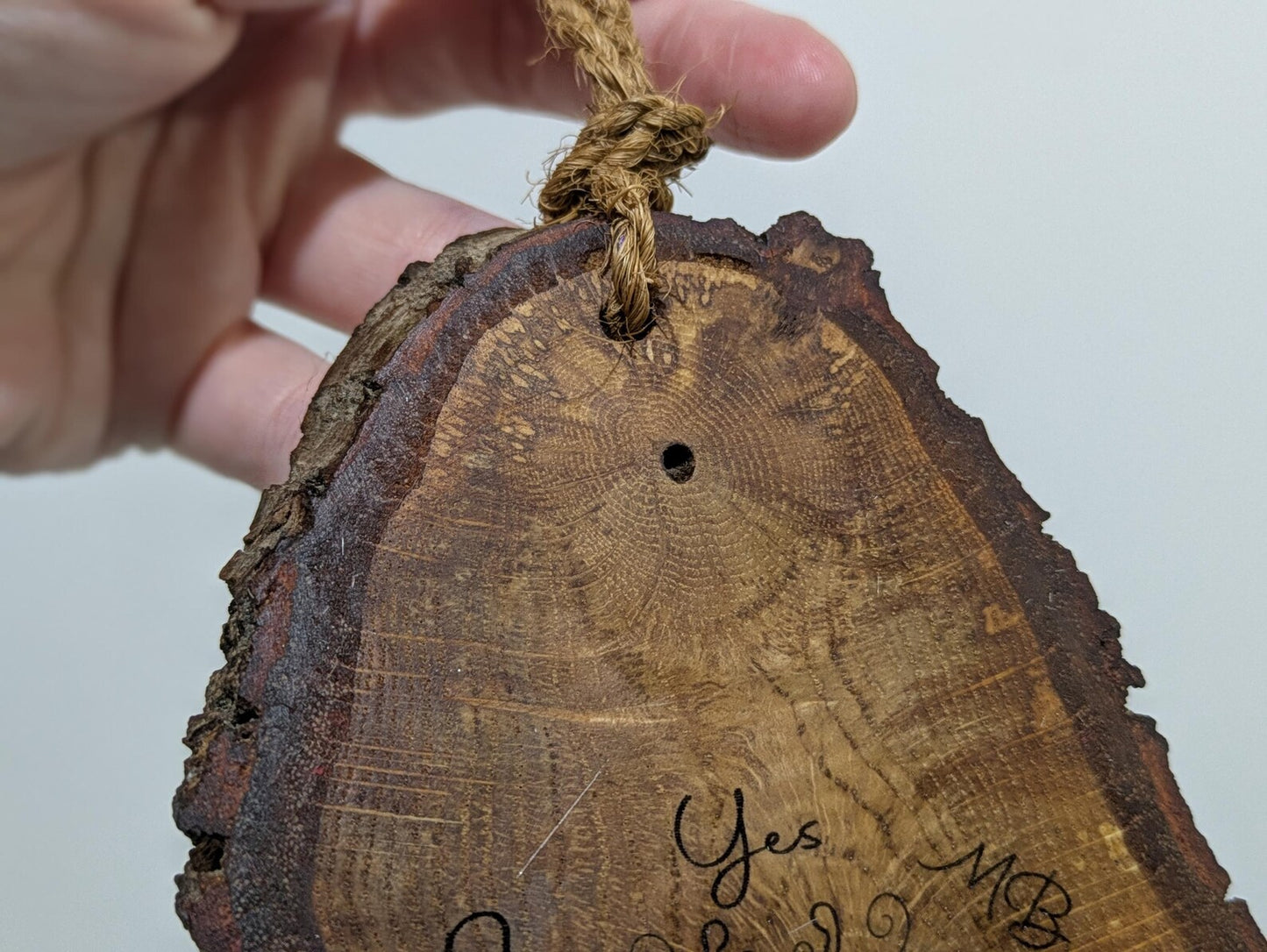 Oak wood slice with bumble bee detail, dowsing boards and incense holder.