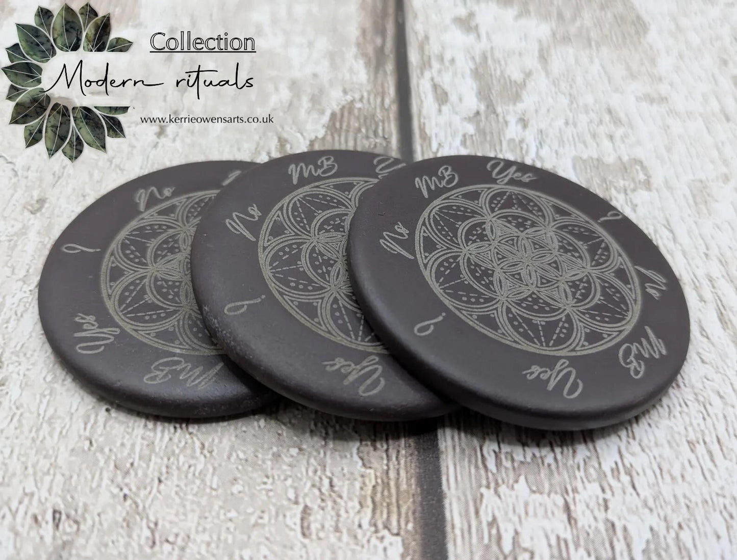 Welsh slate pocket sized palm, pendulum dowsing stone, travel friendly. Leather pouch optional.