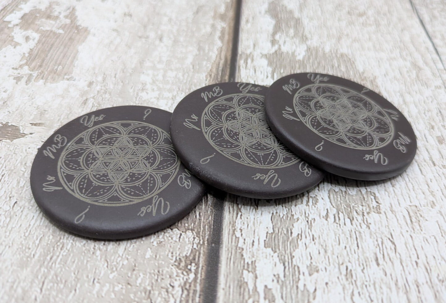 Welsh slate pocket sized palm, pendulum dowsing stone, travel friendly. Leather pouch optional.