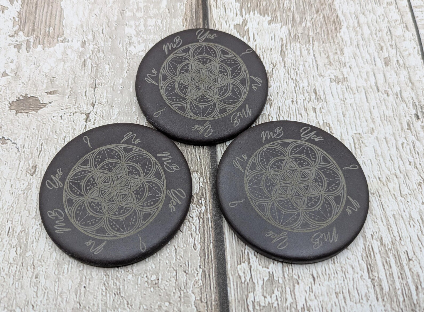 Welsh slate pocket sized palm, pendulum dowsing stone, travel friendly. Leather pouch optional.