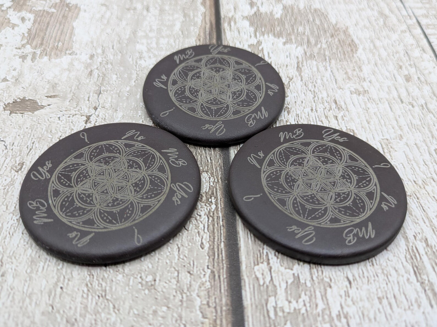 Welsh slate pocket sized palm, pendulum dowsing stone, travel friendly. Leather pouch optional.