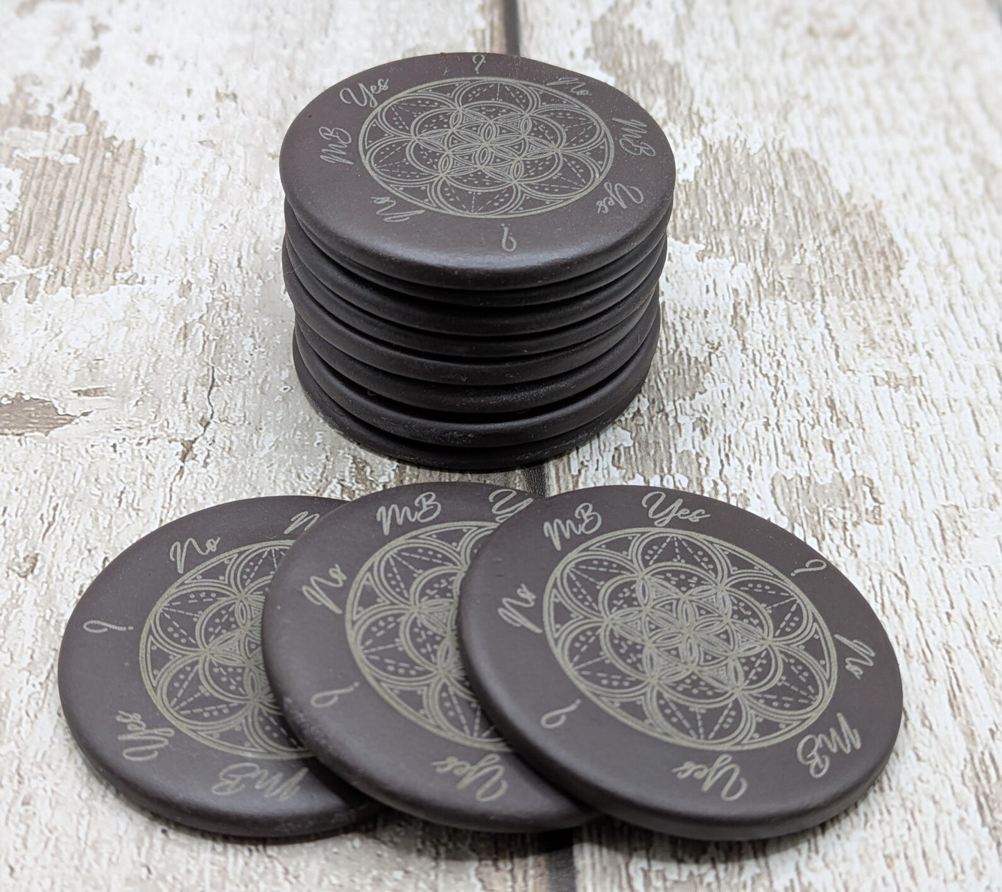 Welsh slate pocket sized palm, pendulum dowsing stone, travel friendly. Leather pouch optional.
