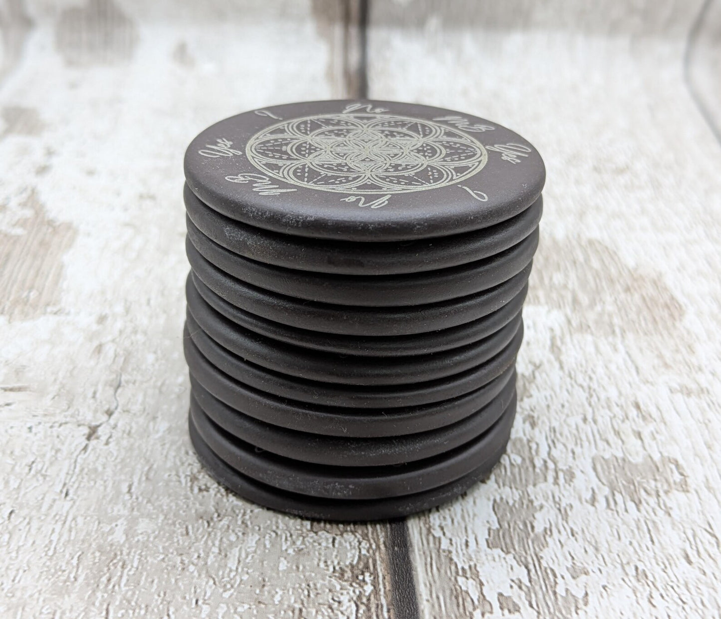 Welsh slate pocket sized palm, pendulum dowsing stone, travel friendly. Leather pouch optional.