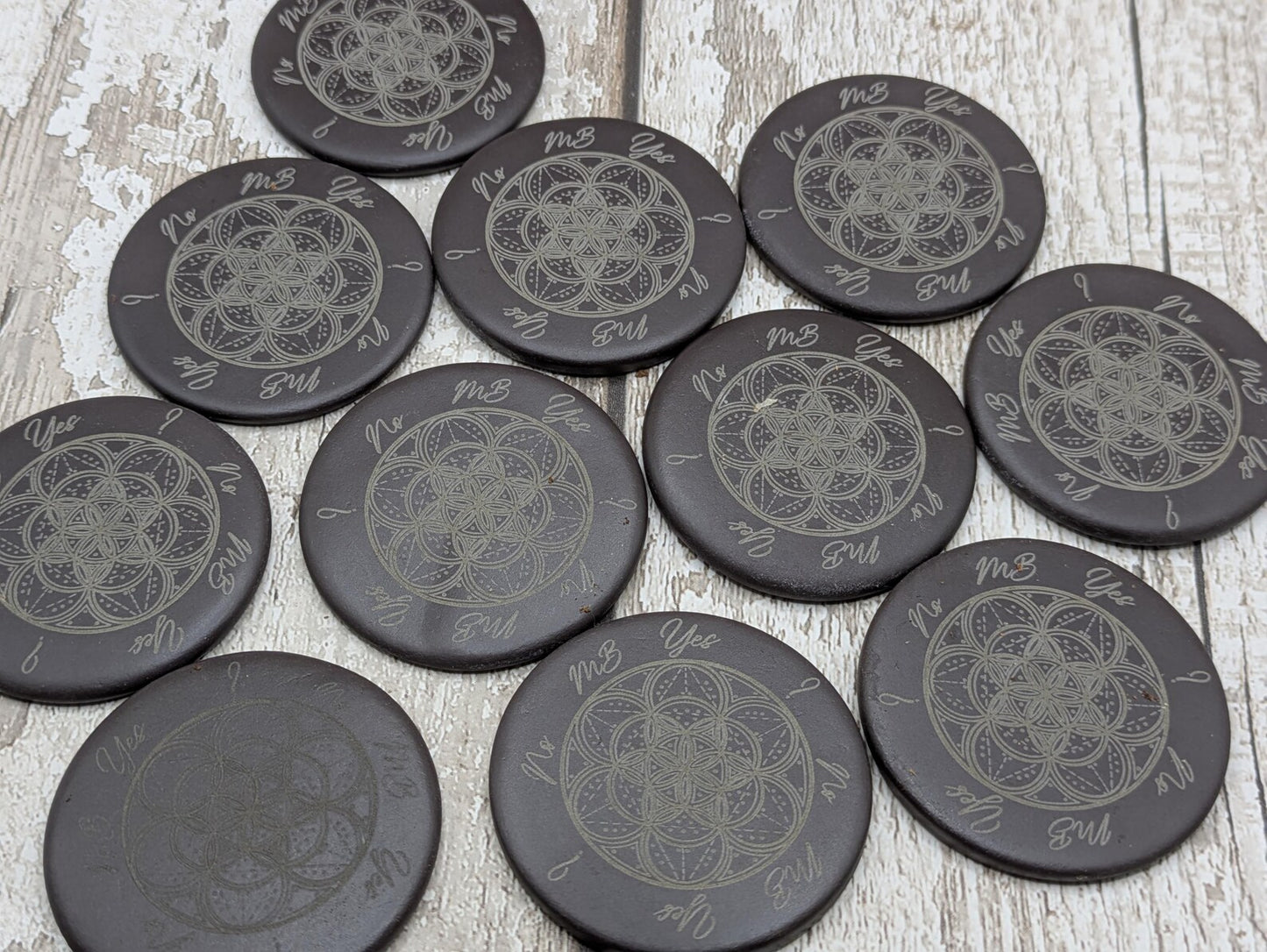Welsh slate pocket sized palm, pendulum dowsing stone, travel friendly. Leather pouch optional.