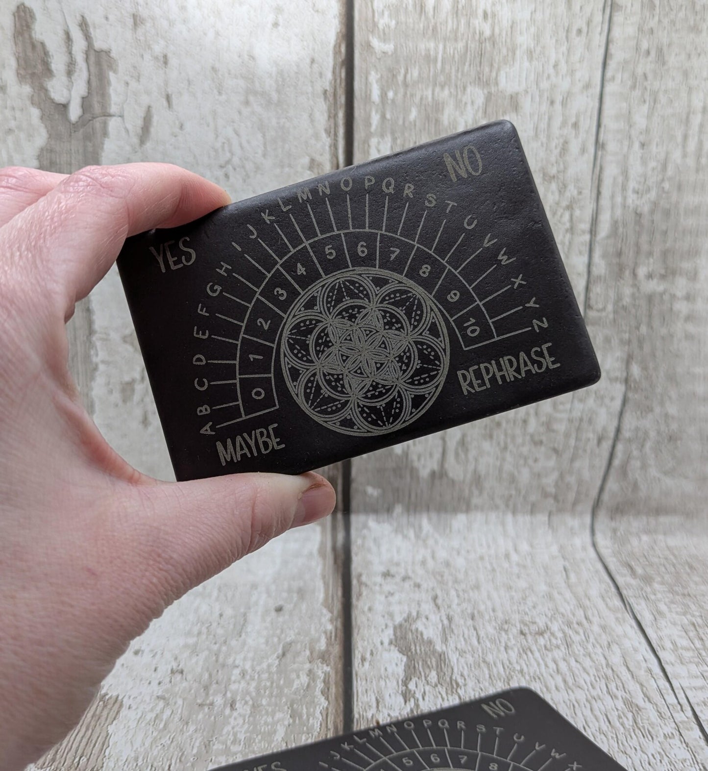 Welsh slate mini pendulum divination board, travel sized.