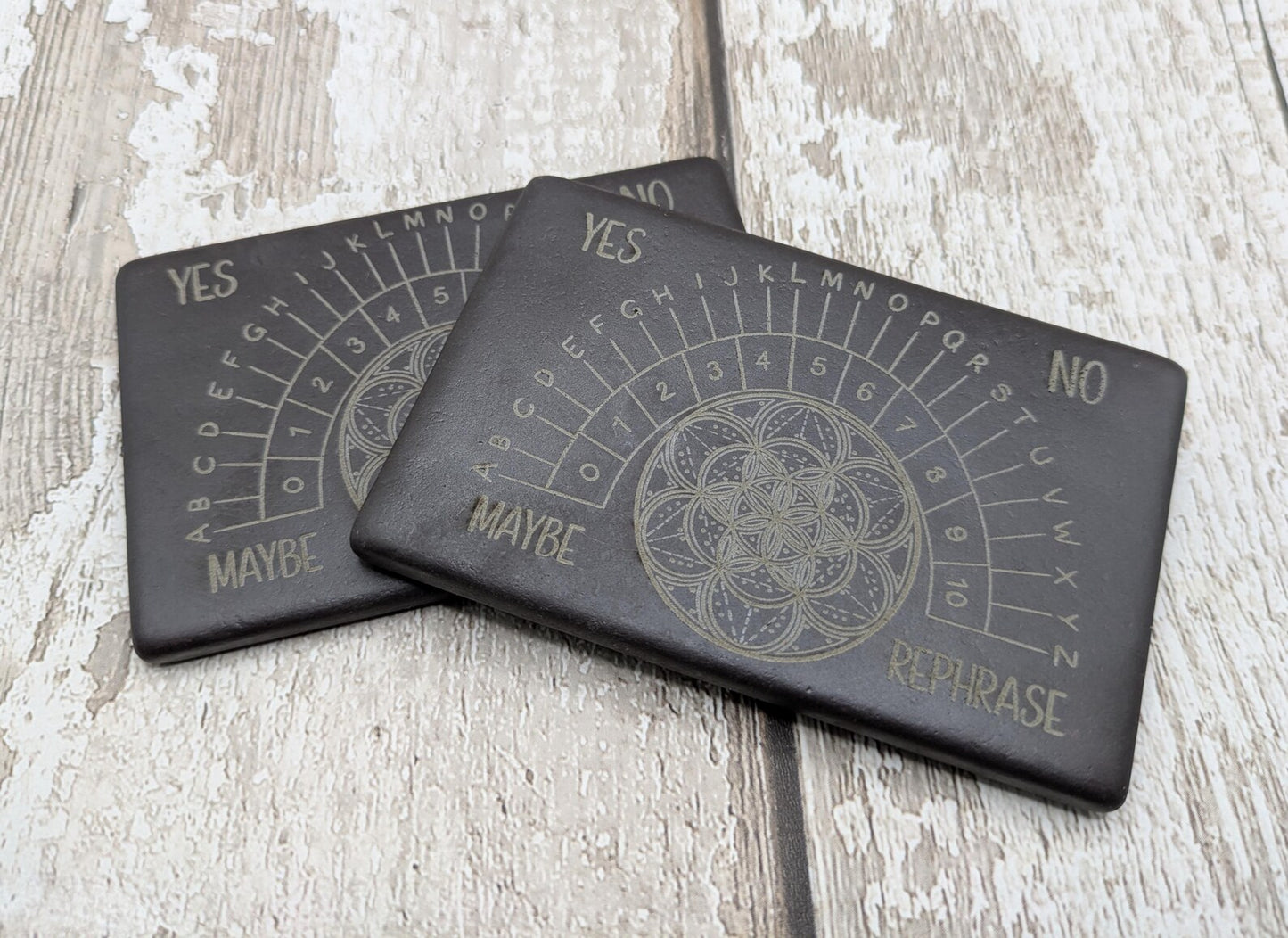 Welsh slate mini pendulum divination board, travel sized.
