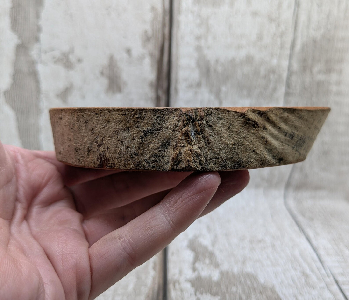 Birch wood slice with geometric laser print, Incense holder.