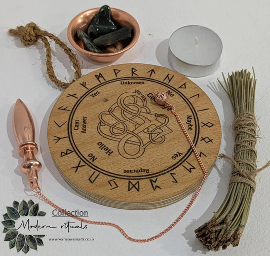 Recycled ply wood Norse viking dowsing and rune board.