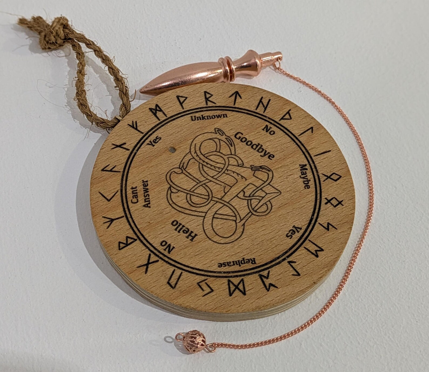 Recycled ply wood Norse viking dowsing and rune board.