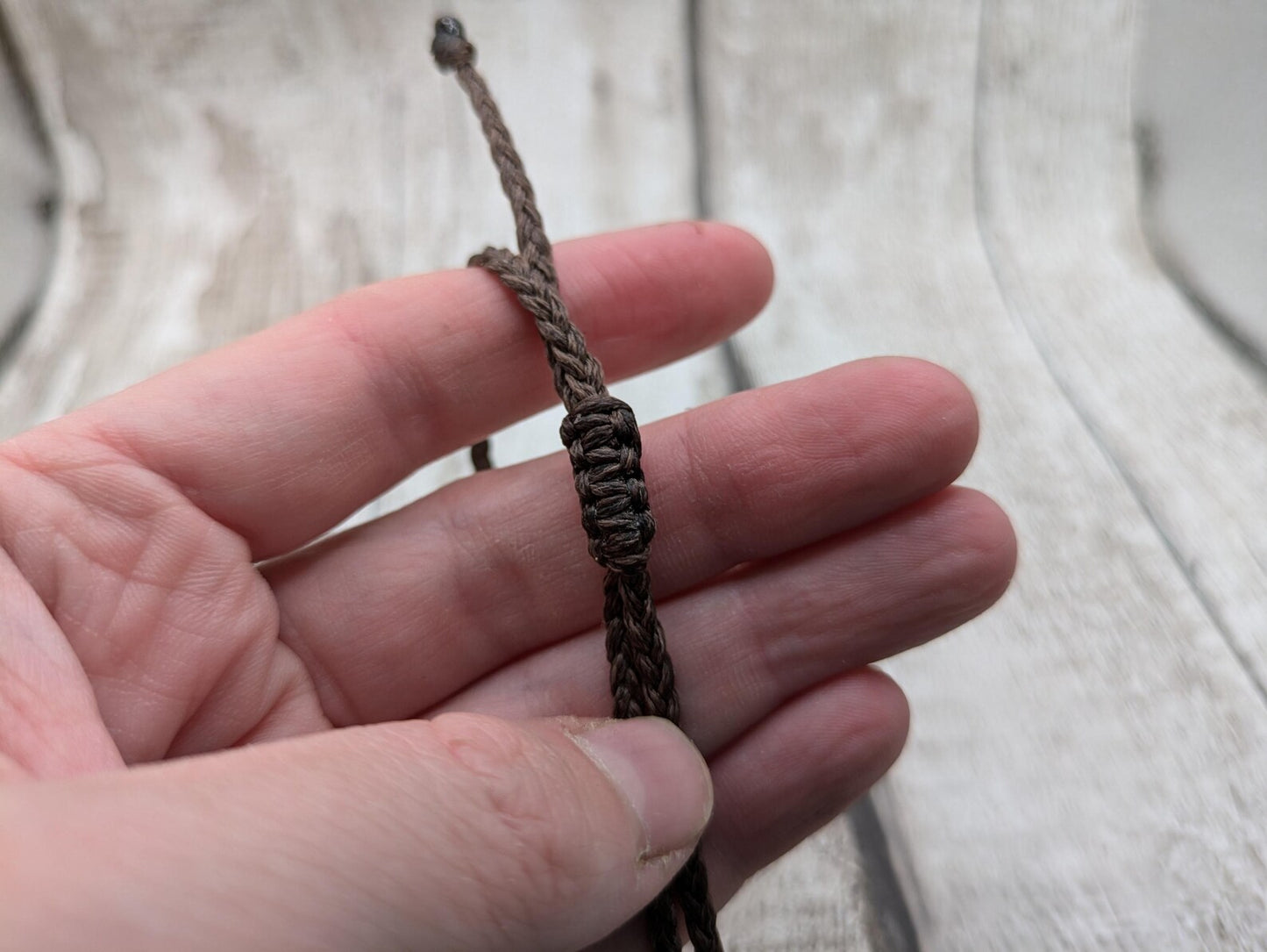 Smokey quartz crystal beaded macramé bracelet.