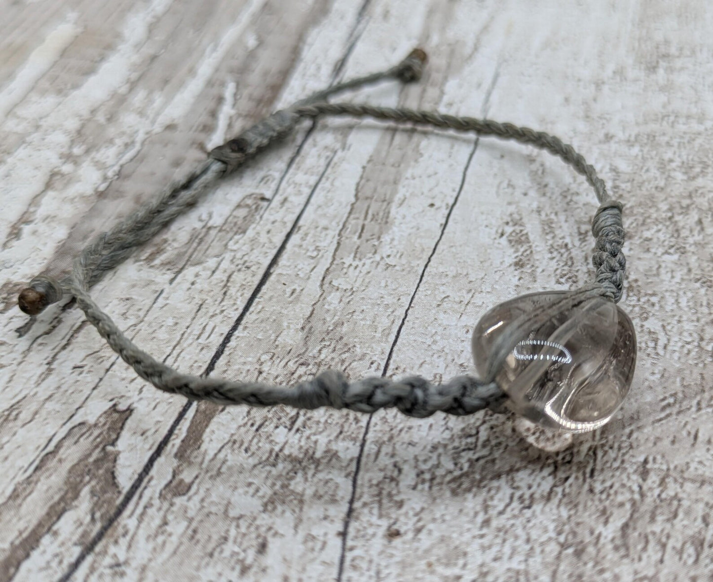 Smokey quartz crystal beaded macramé bracelet.