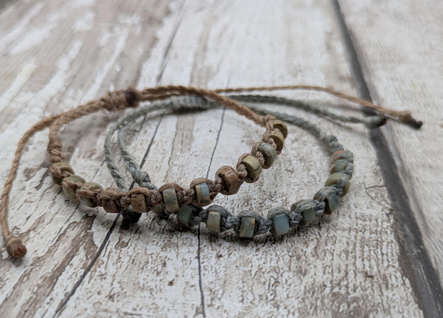 serpentine rondelle macrame adjustable bracelet.