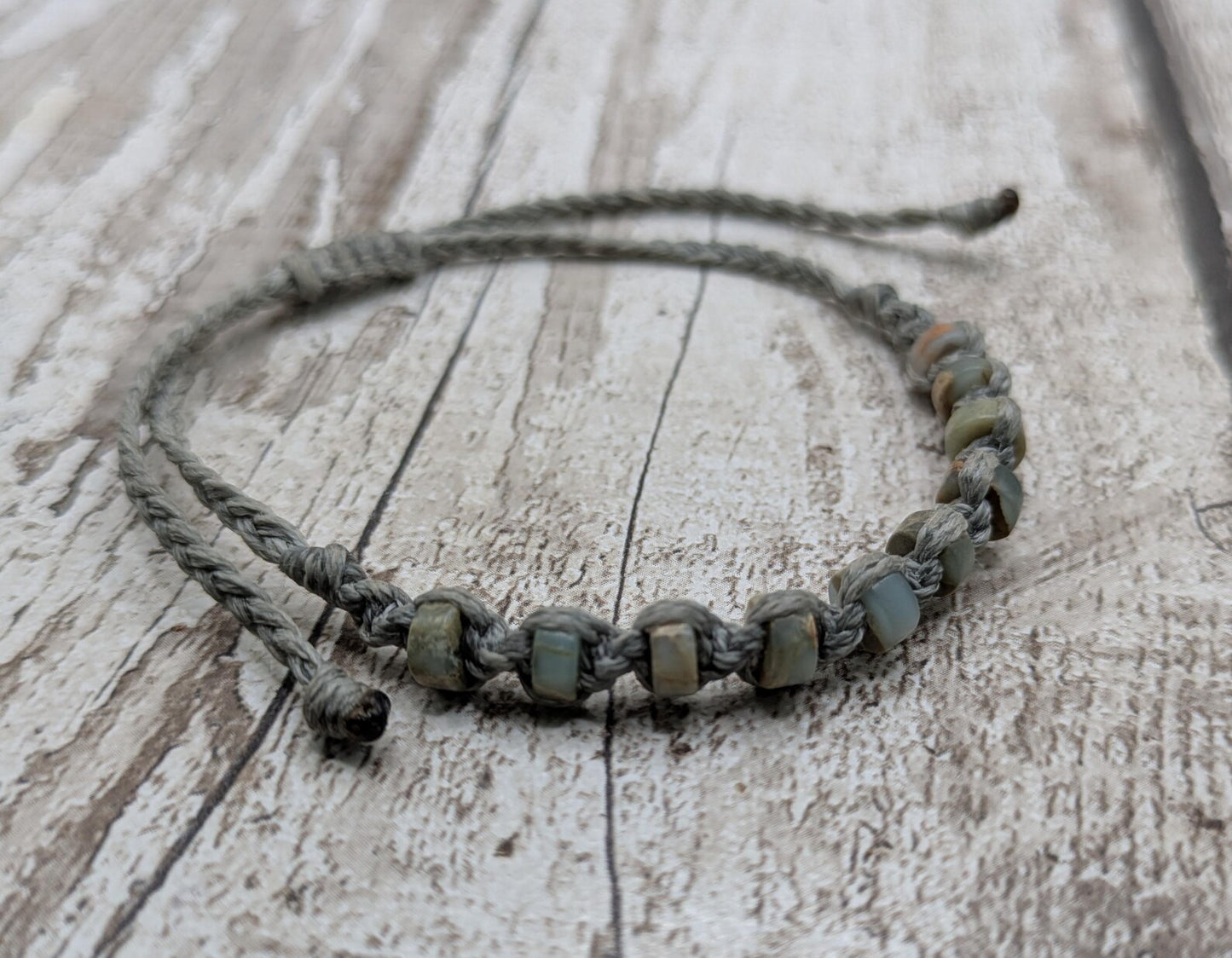serpentine rondelle macrame adjustable bracelet.