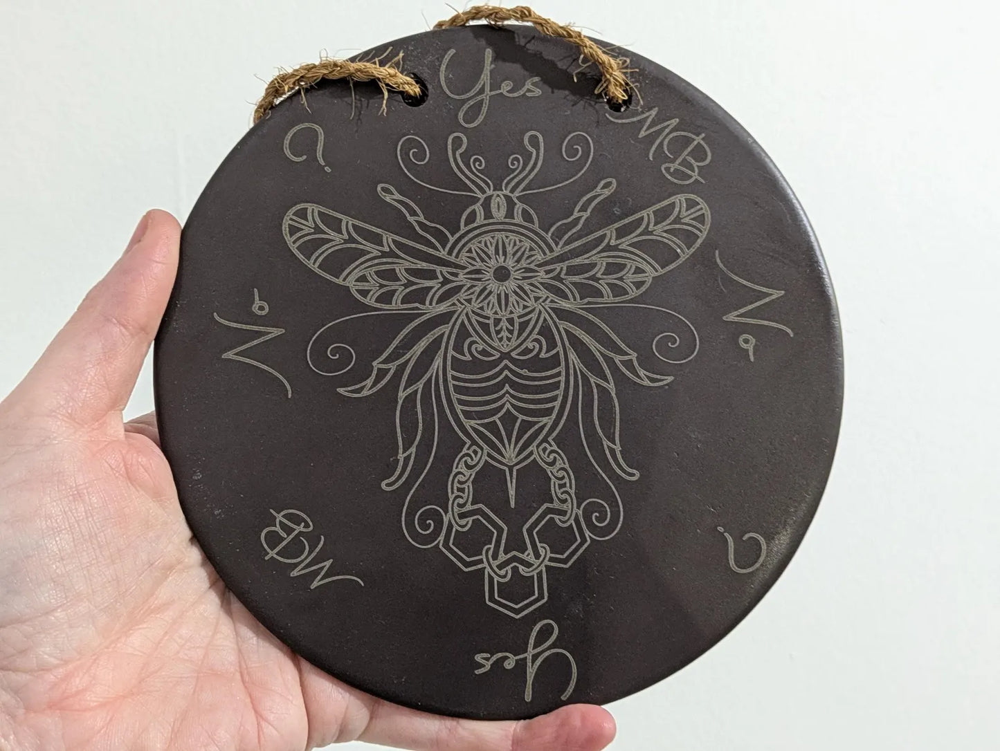 Welsh slate bumble bee pendulum dowsing board with incense holder.