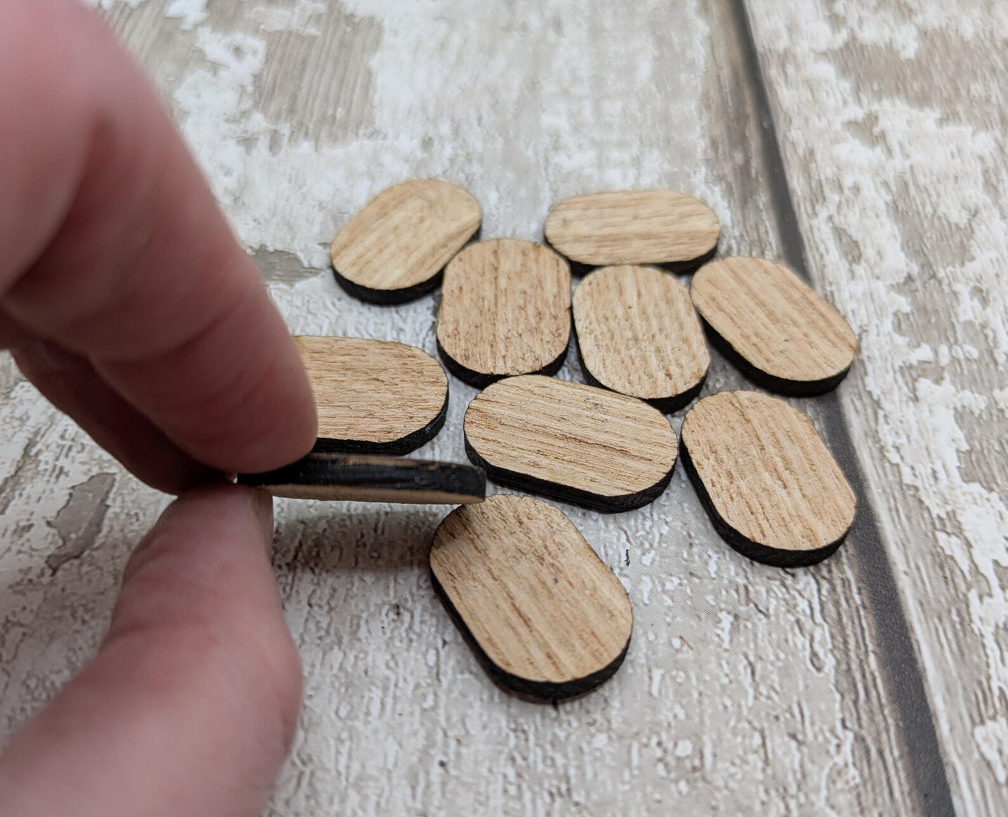 Sweet chestnut 10 planetary divination rune tiles, laser cut.