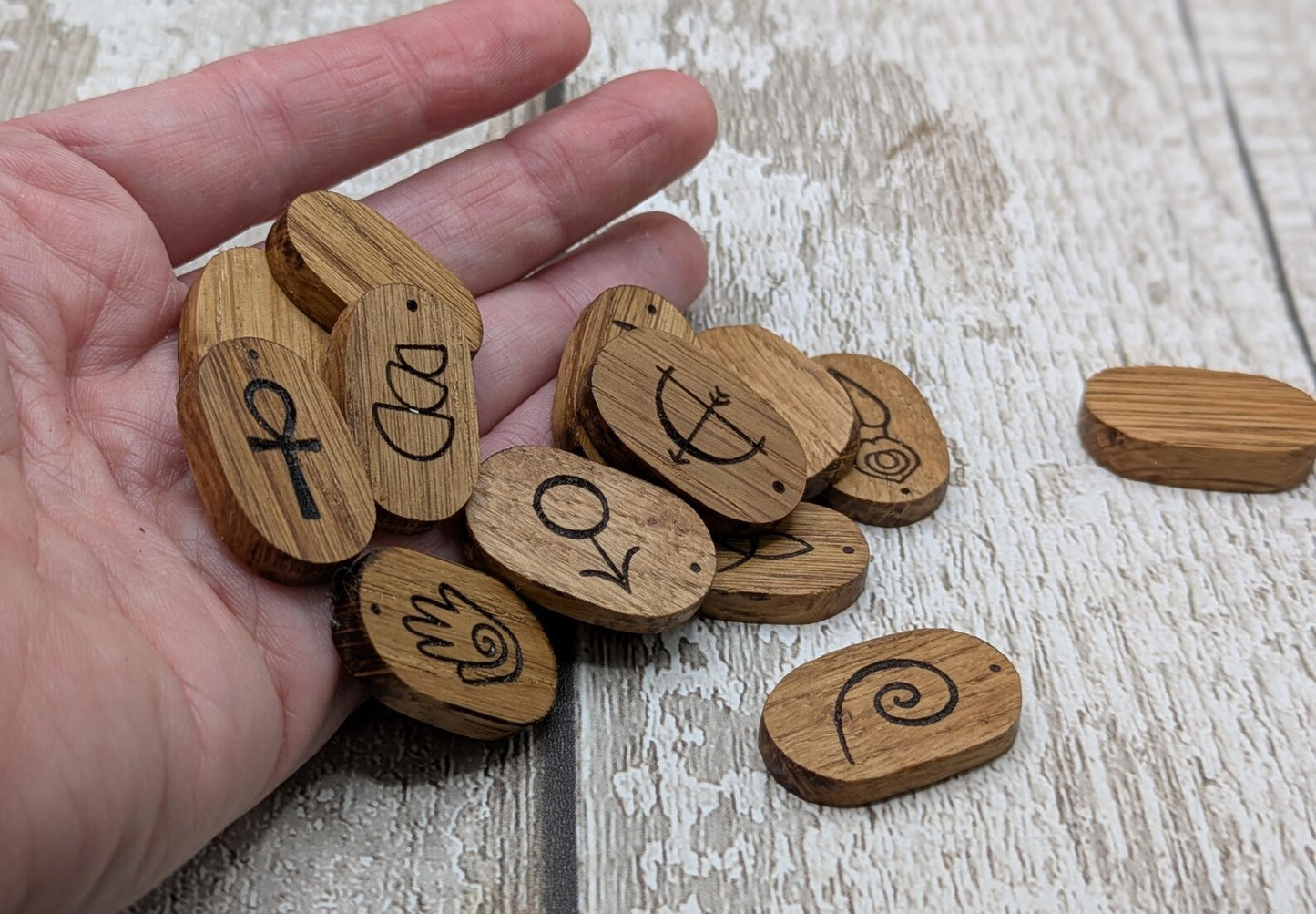 Oak wood cosmic goddess divination tiles base pack of 13.