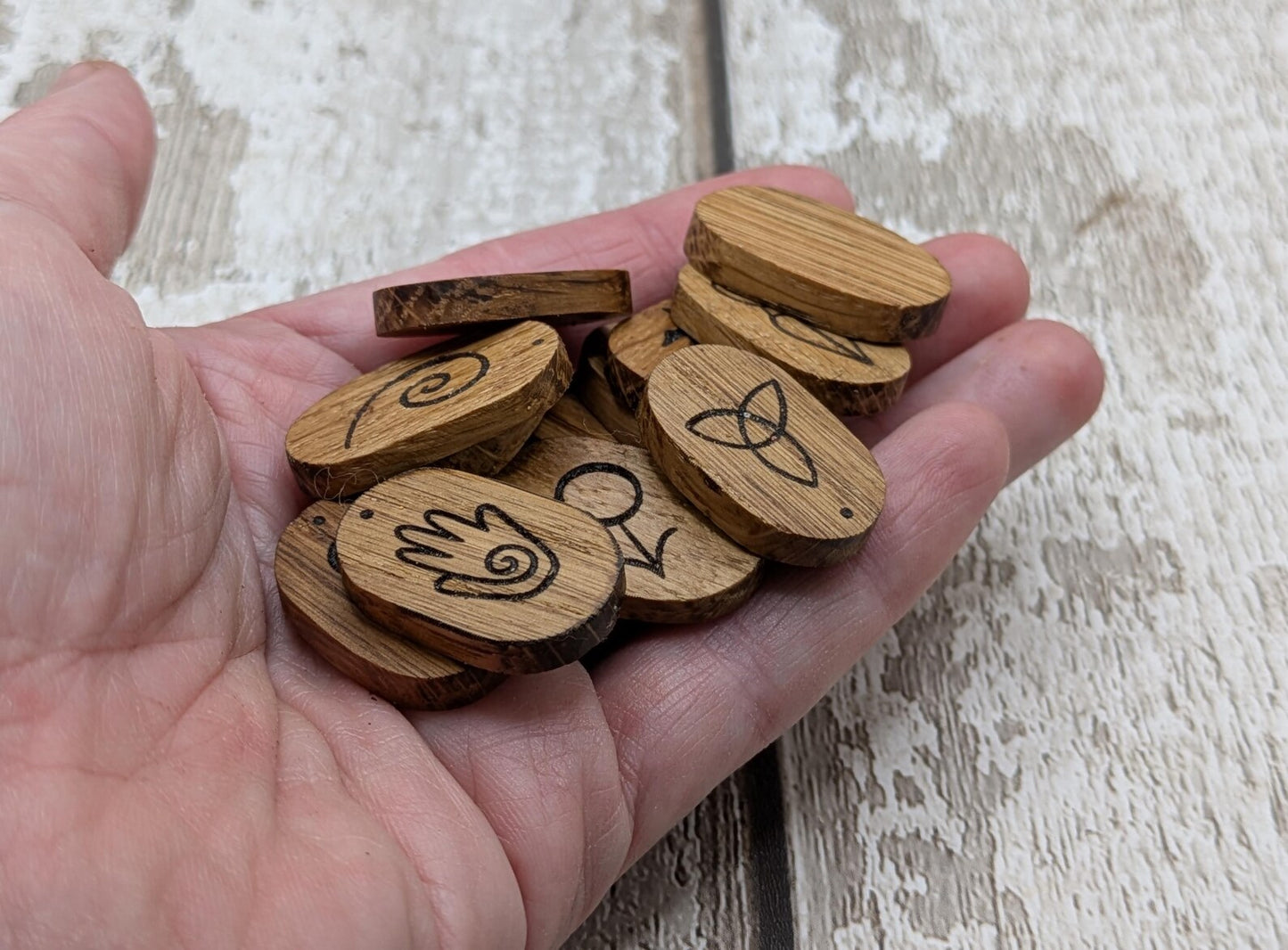 Oak wood cosmic goddess divination tiles base pack of 13.