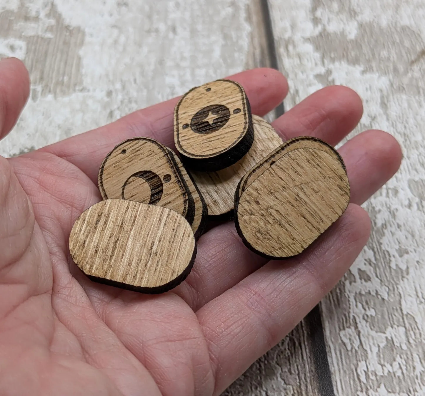 Set of 8 oak wood moon glyph tiles expansion pack for divination readings.