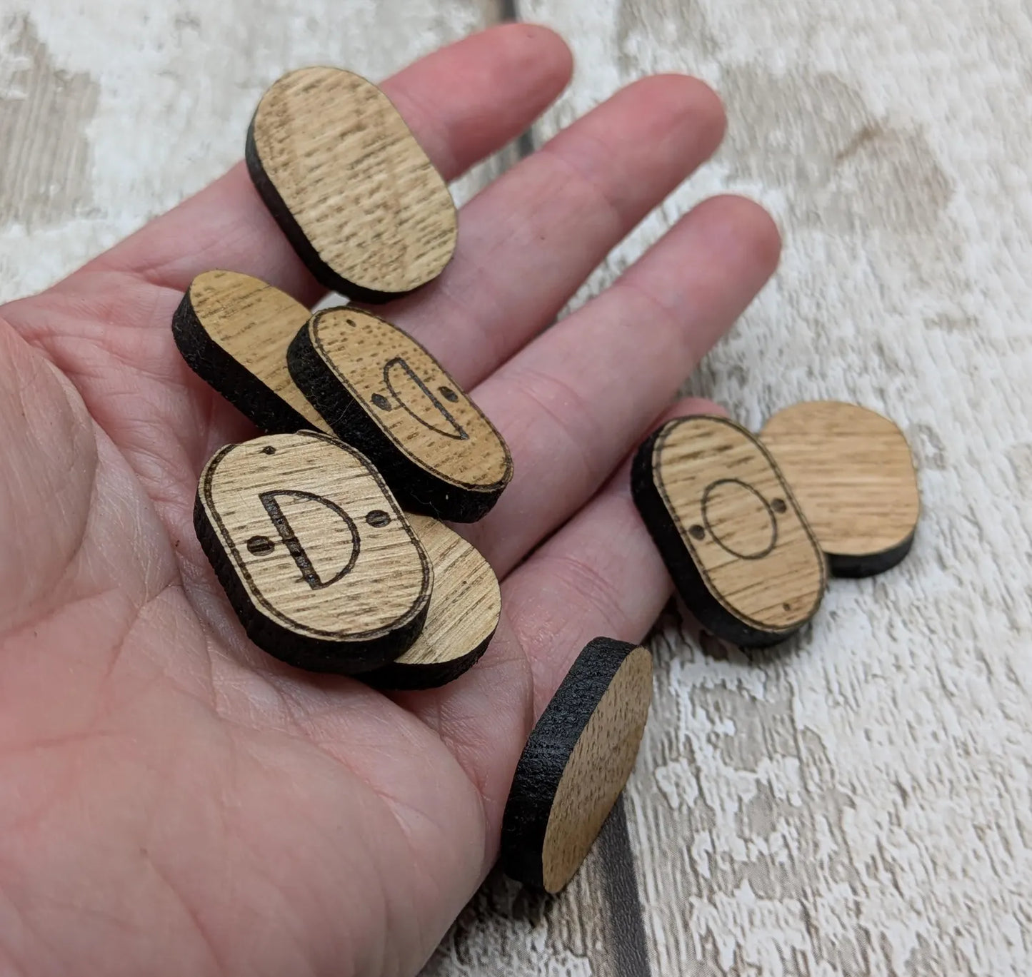 Set of 8 oak wood moon glyph tiles expansion pack for divination readings.