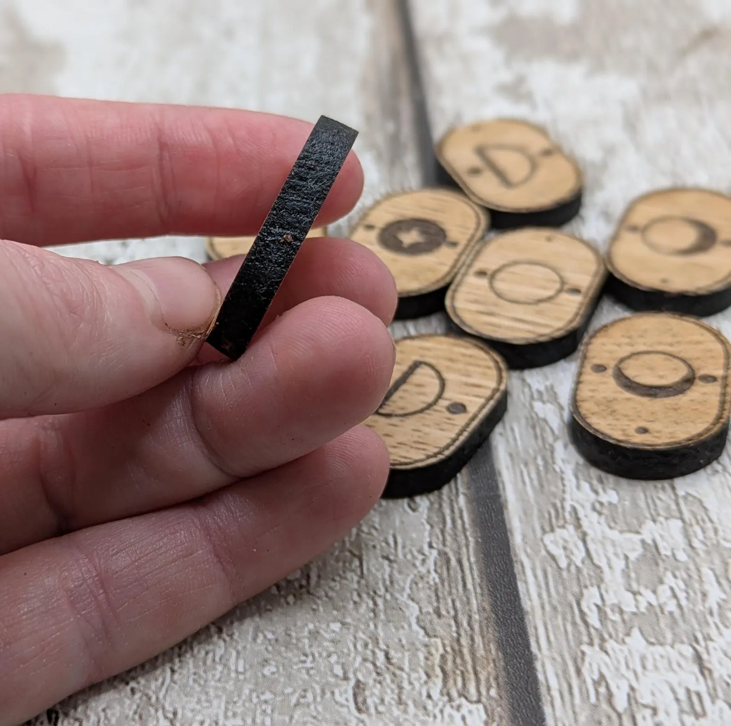 Set of 8 oak wood moon glyph tiles expansion pack for divination readings.