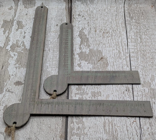 Branded corner rulers, two sizes Walnut wood, photography light box tools.