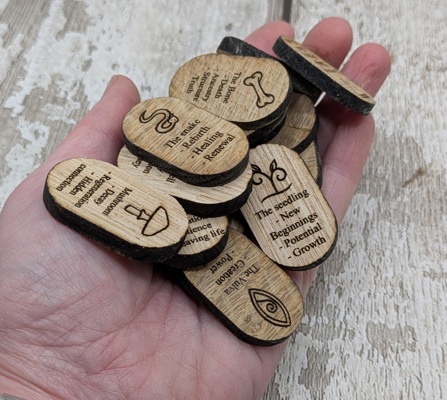 Sweet chestnut and oak wooden earthly goddess beginners tile set.