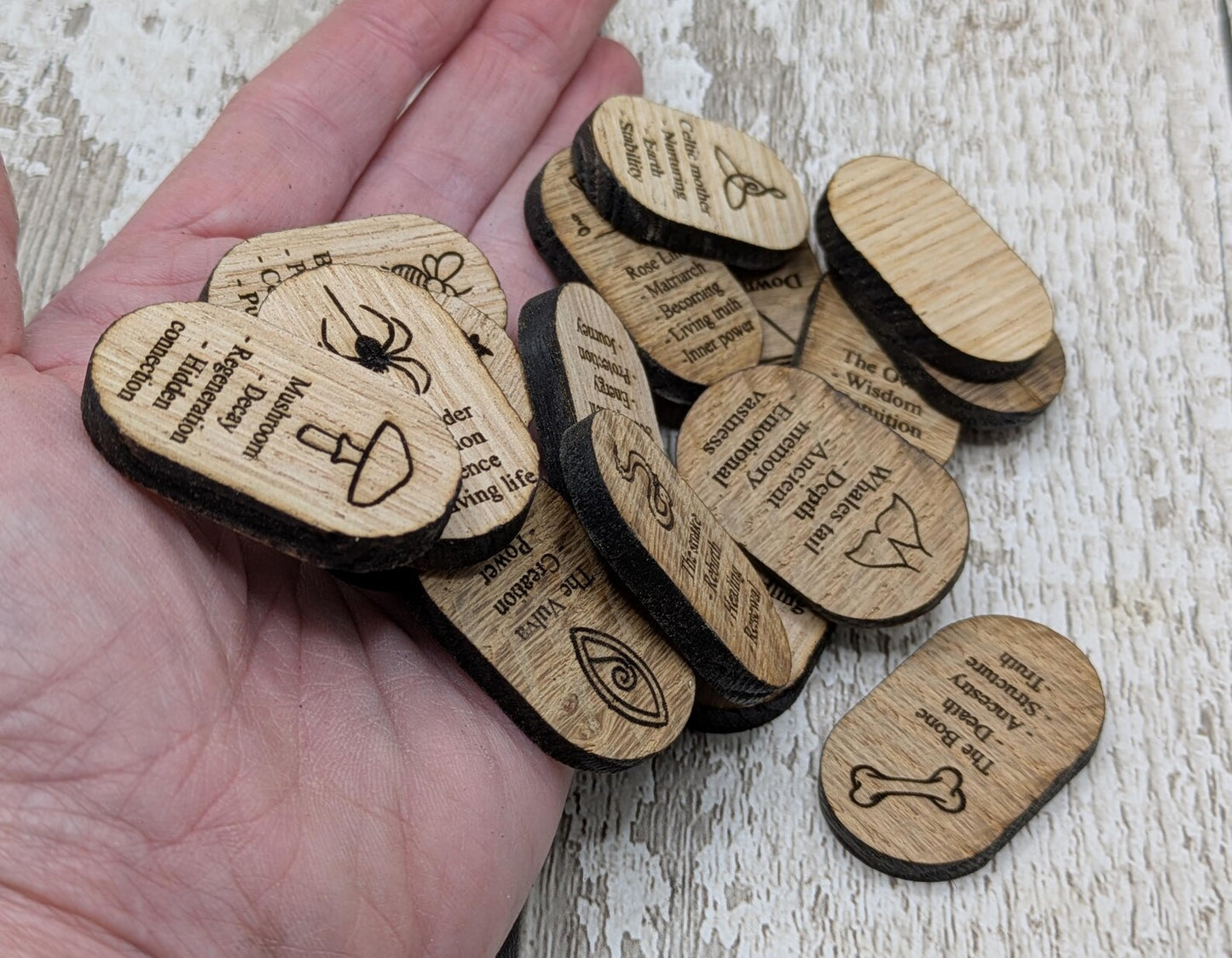 Sweet chestnut and oak wooden earthly goddess beginners tile set.