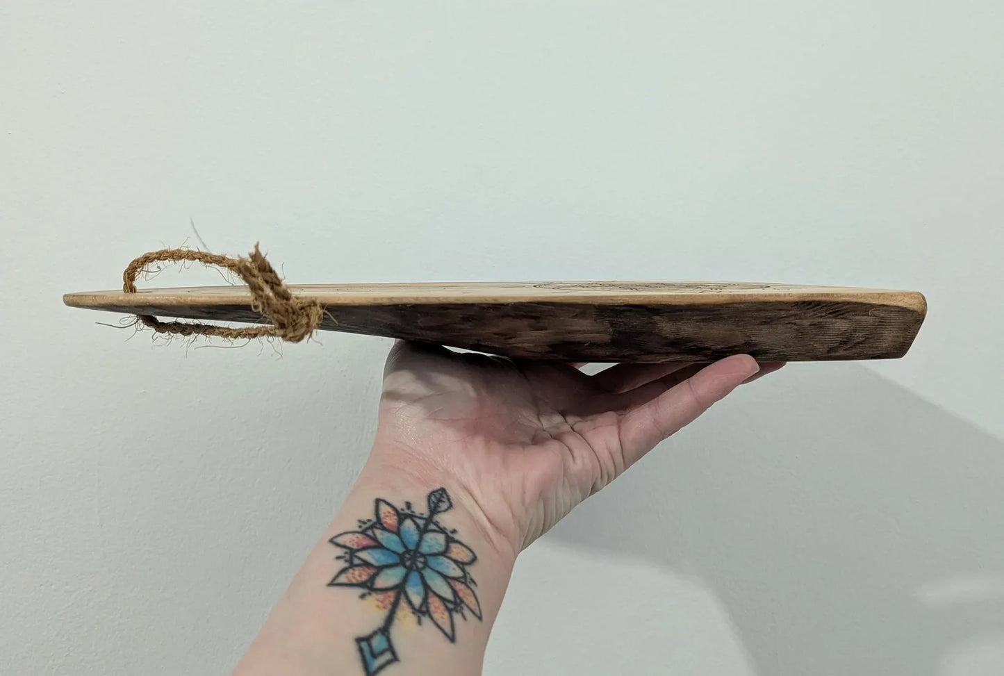 Wooden geometric mini altar dowsing board, laser printer, travel, t8me house friendly.