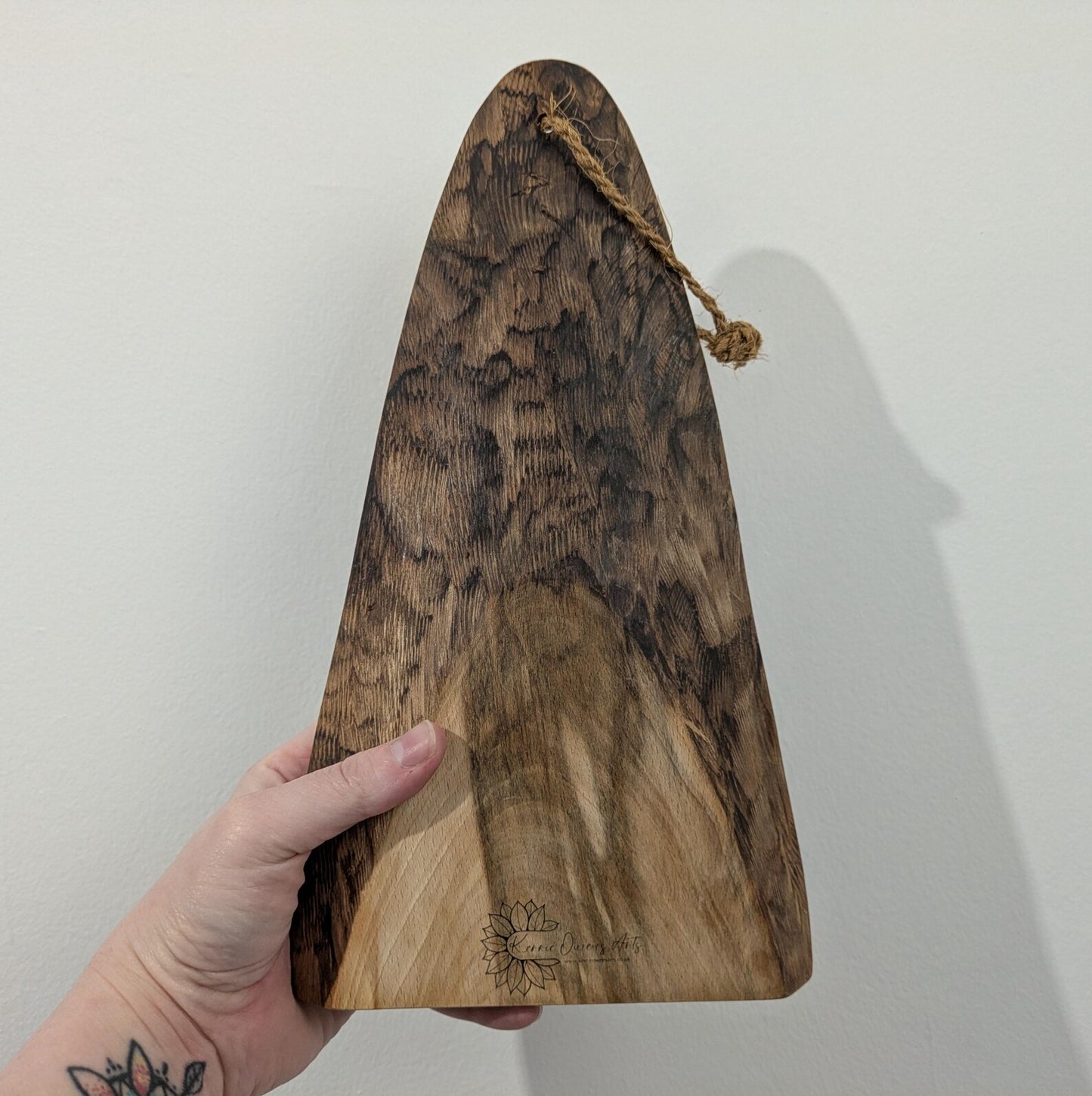 Wooden geometric mini altar dowsing board, laser printer, travel, t8me house friendly.