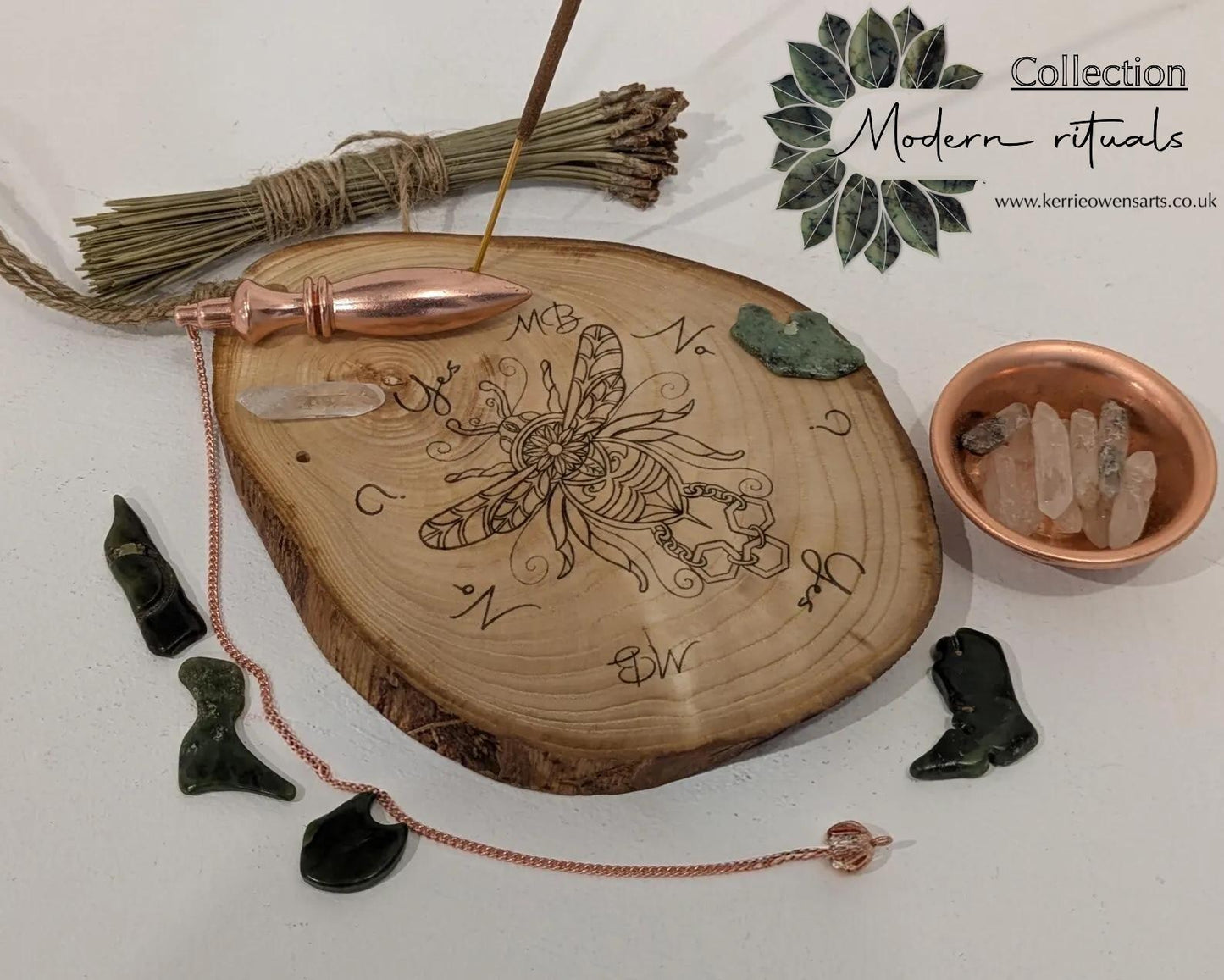 Ash wood hanging gilded bumble bee laser printed pendulum board.
