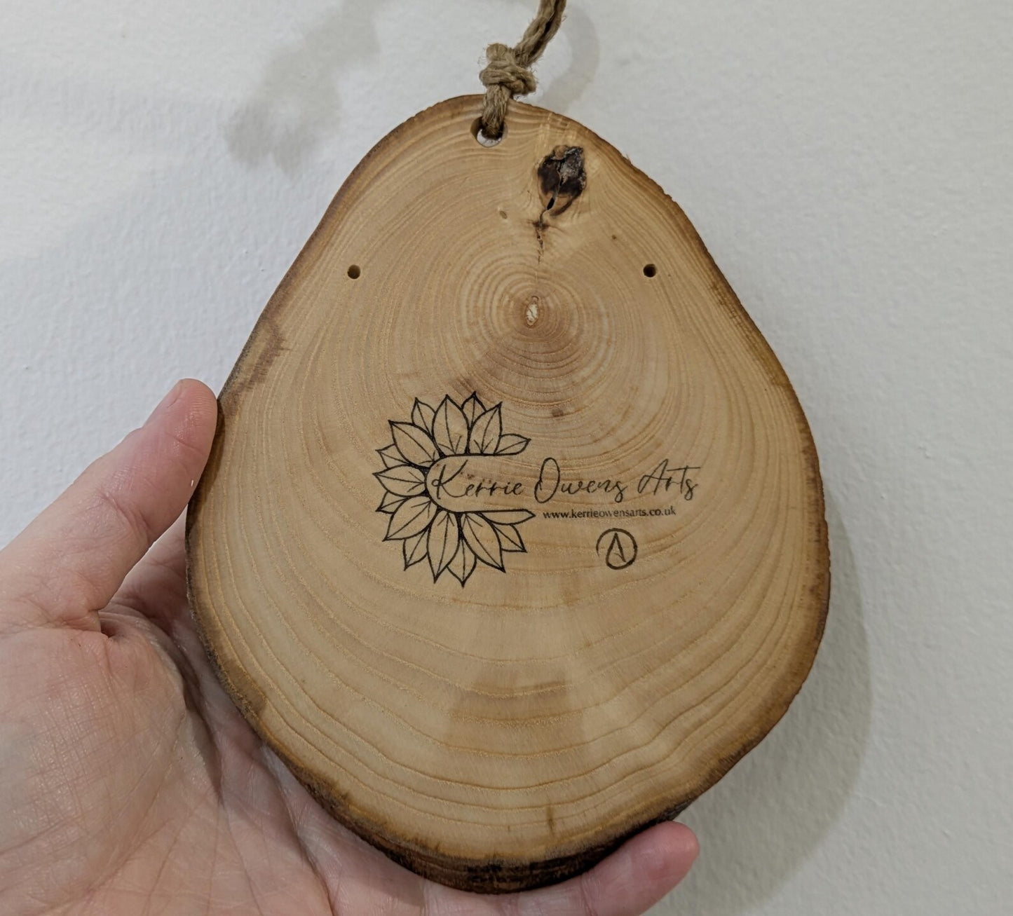 Ash wood hanging gilded bumble bee laser printed pendulum board.