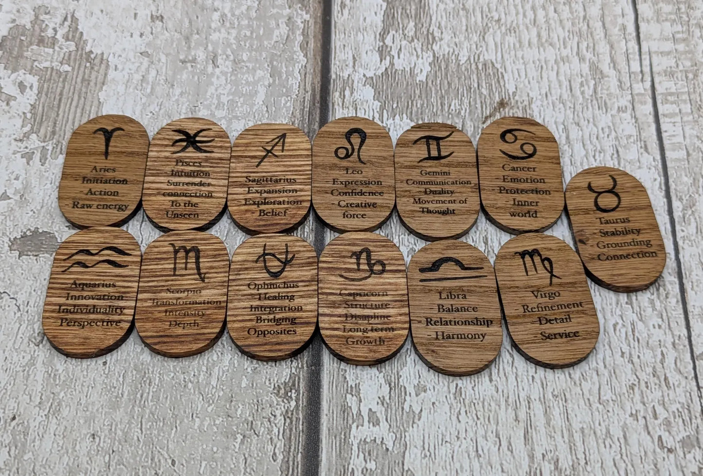 Sweet chestnut wooden zodiac wooden tile rune beginners set.
