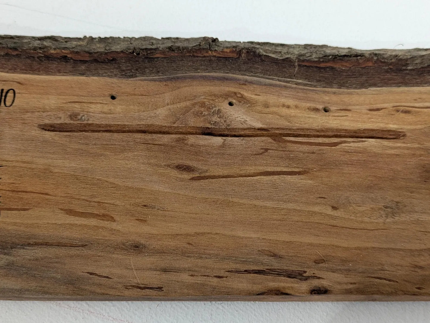 Alder wood mini altar board with pendulum board, crystal grid and card of the day slot. Live bark edge.